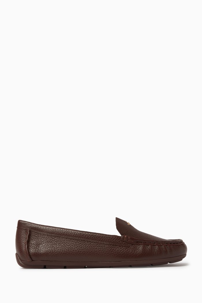 

Marley Round-toe Loafers in Leather, Brown