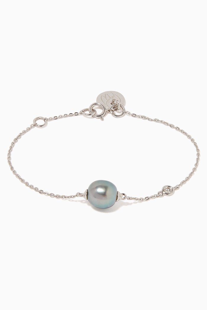 

My First Pearl & Diamond Chain Bracelet, Silver