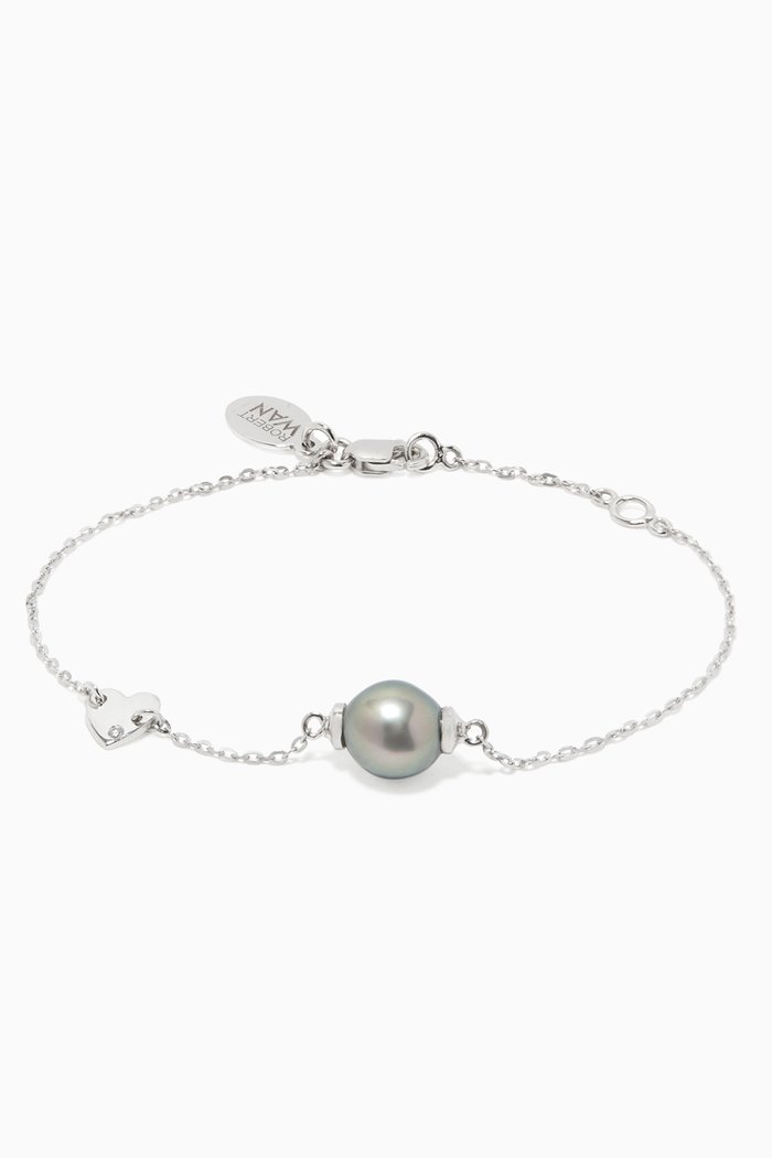 My First Pearl & Diamond Chain Bracelet, Silver
