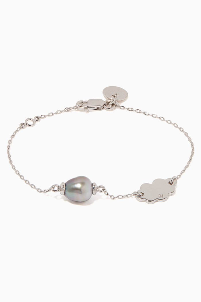 

My First Sky Pearl & Diamond Bracelet, Silver