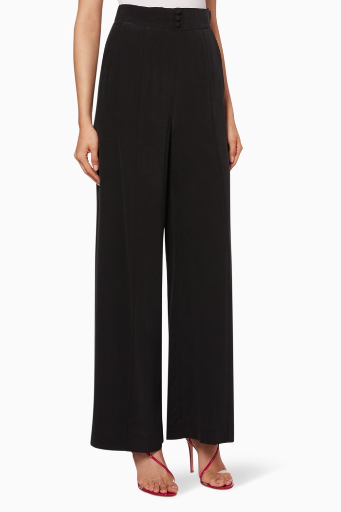 

Marilyn Silk Palazzo Pants, Black