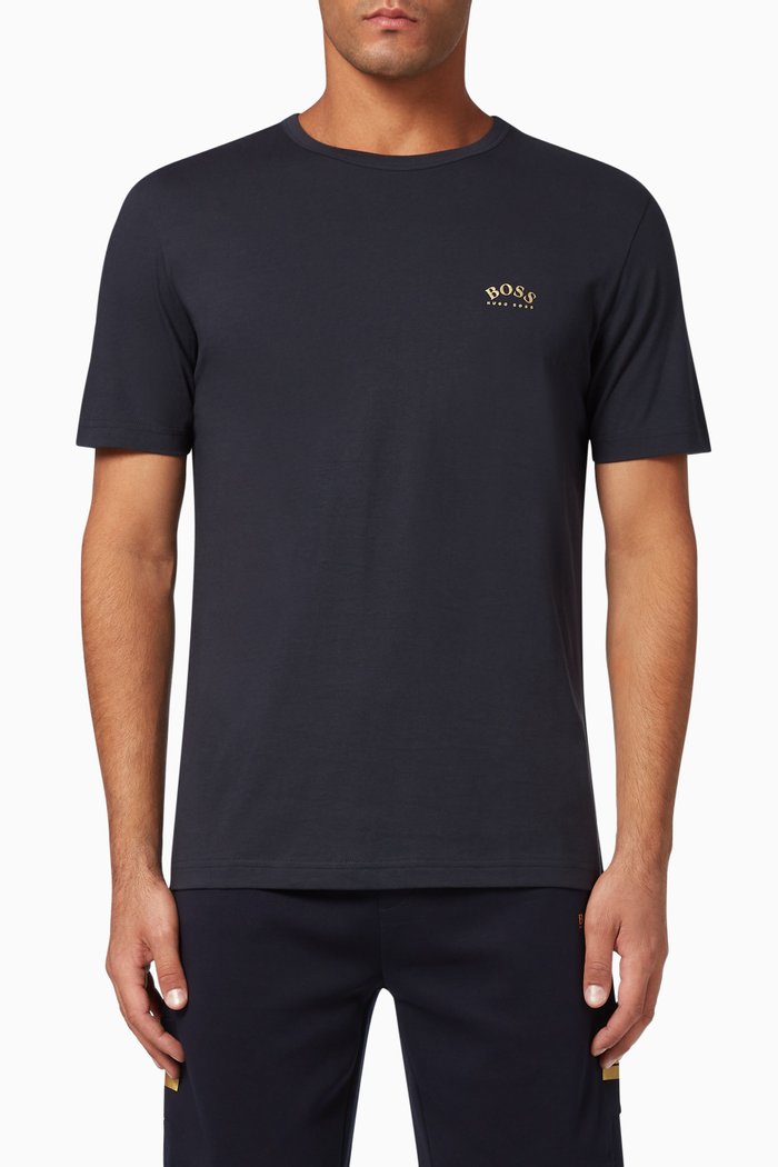 

Curved Logo Cotton Jersey T-Shirt, Blue
