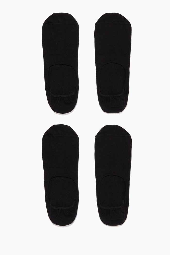 

Stretch-Cotton Shoeliner Socks, Two Pairs, Black