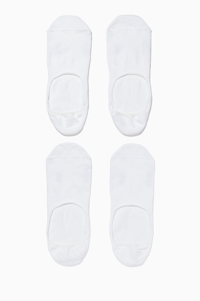 

Stretch-Cotton Shoeliner Socks, Set of Two, White