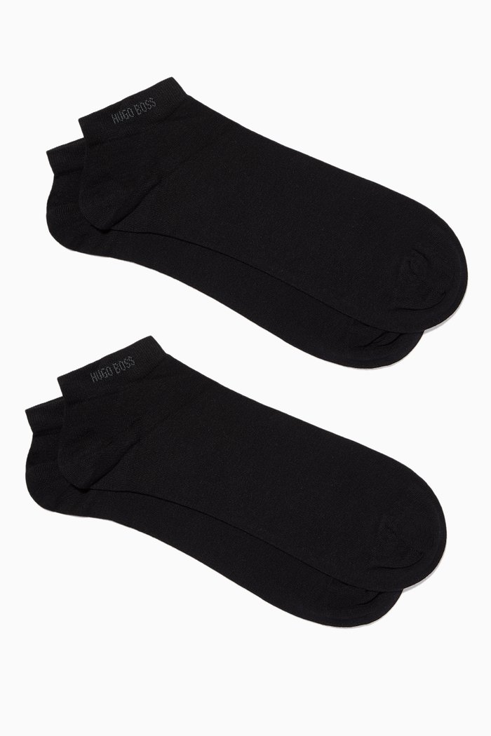 

Ankle-Length Stretch-Cotton Socks, Set of Two, Black