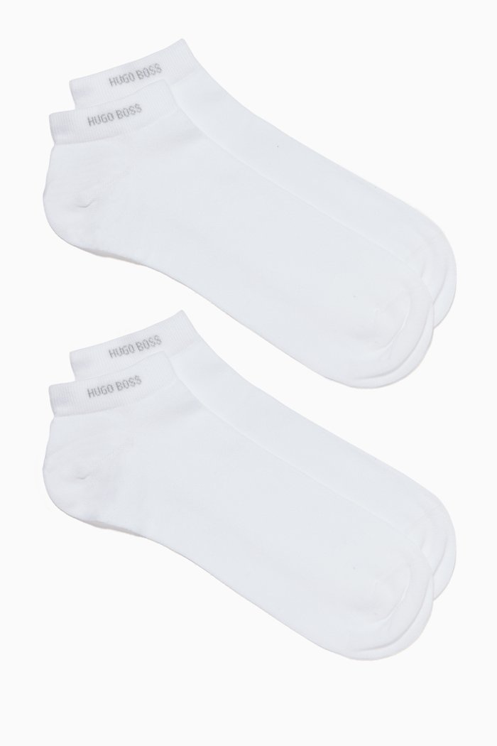 

Ankle-Length Stretch-Cotton Socks, Set of Two, White