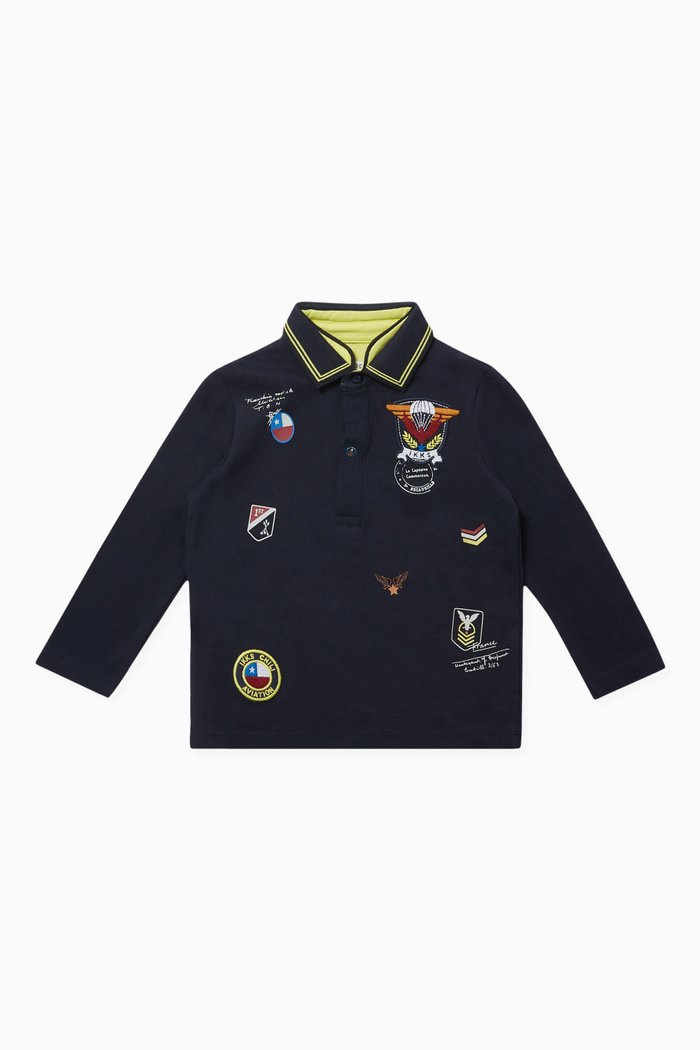 Double Collar Polo T-Shirt, Blue