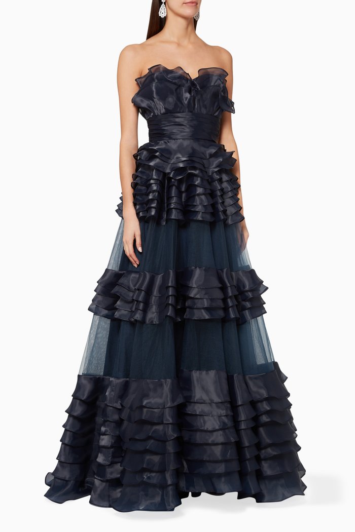 

Strapless Ruffle Dress, Blue