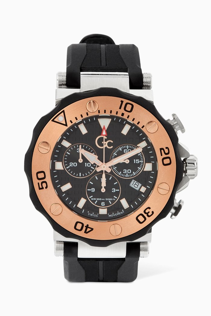 DiverCode Silicone 44 Chronograph Watch, Black