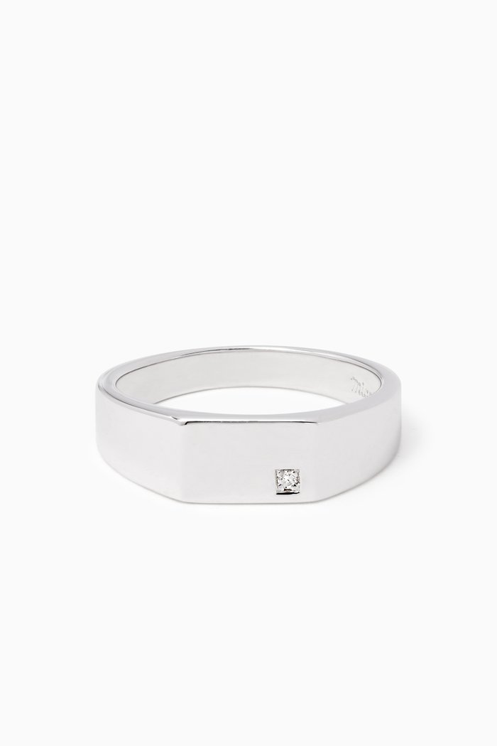 

Geo Signet Diamond Ring, Silver