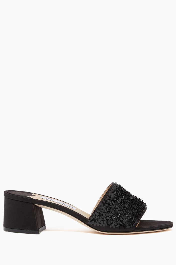 

Minea 45 Sequin Satin Sandals, Black