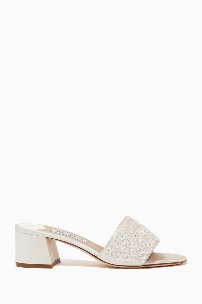 

Minea 45 Sequin Satin Sandals, White