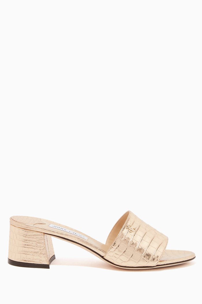 

Minea 45 Metallic Leather Sandals, Gold