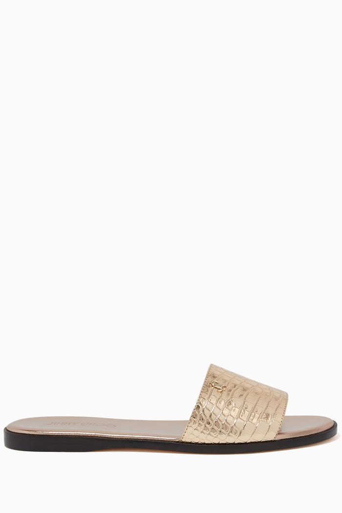 

Minea Metallic Leather Flats, Gold