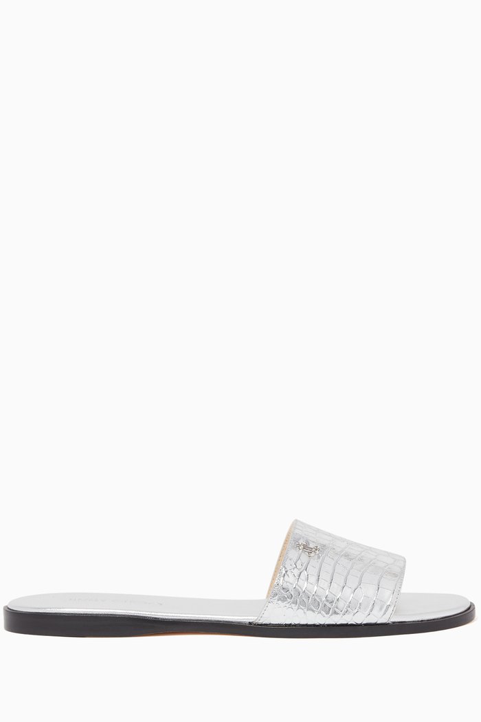 

Minea Metallic Leather Flats, Silver