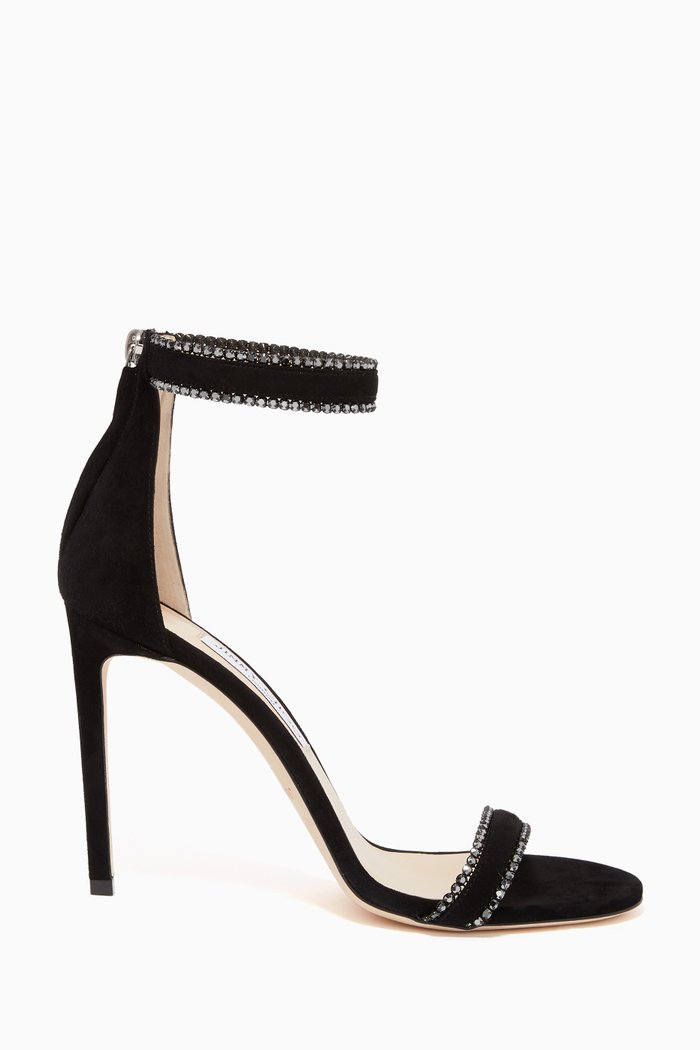 

Dochas 100 Jewel Trim Suede Sandals, Black