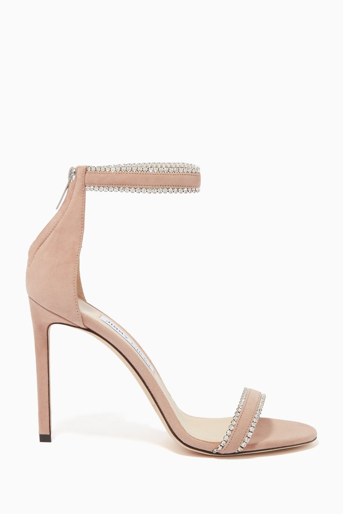 

Dochas 100 Jewel Trim Suede Sandals, Pink