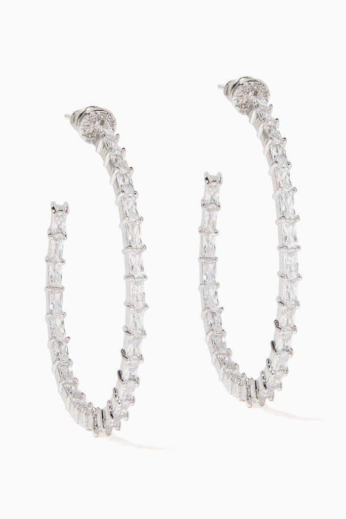 

Infinity Baguette Hoop Earrings, Silver