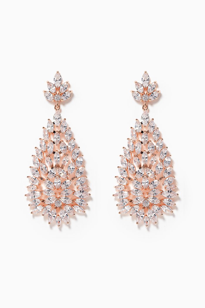 Laurel Burst Chandelier Earrings, Rose gold