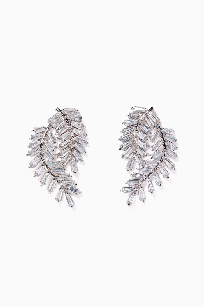 

Fern Swag Stud Earrings, Silver
