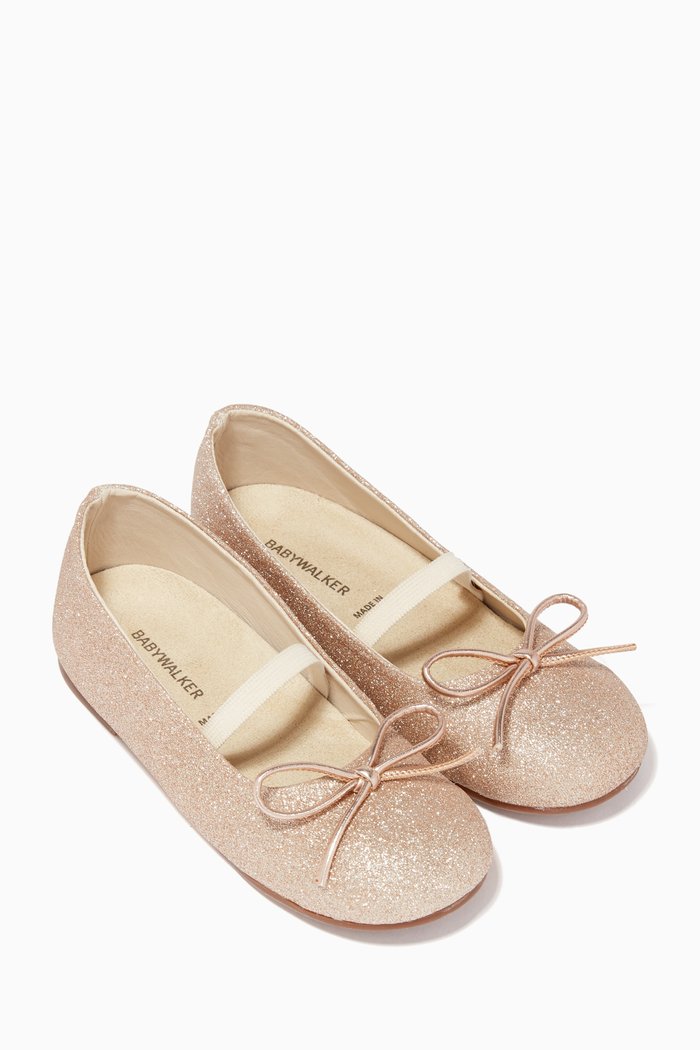 

Bow Detail Glitter Ballerina Flats, Brown