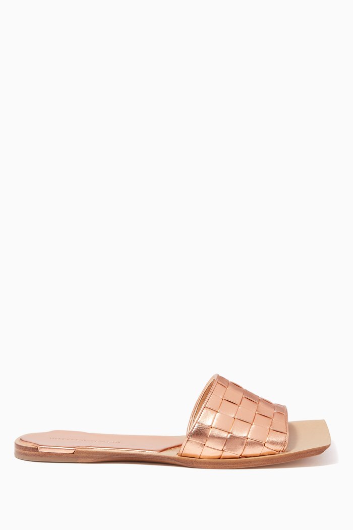 

Ravello Intrecciato Metallic Leather Slides, Yellow