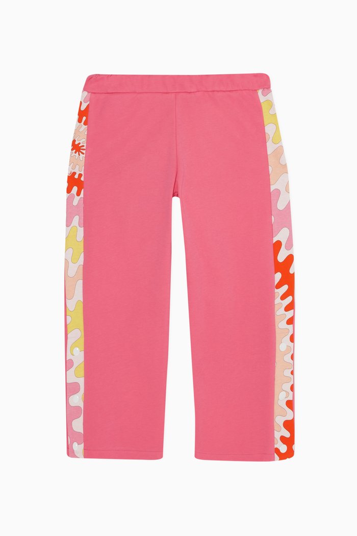 

Swirl Print Panel Cotton Pants, Pink