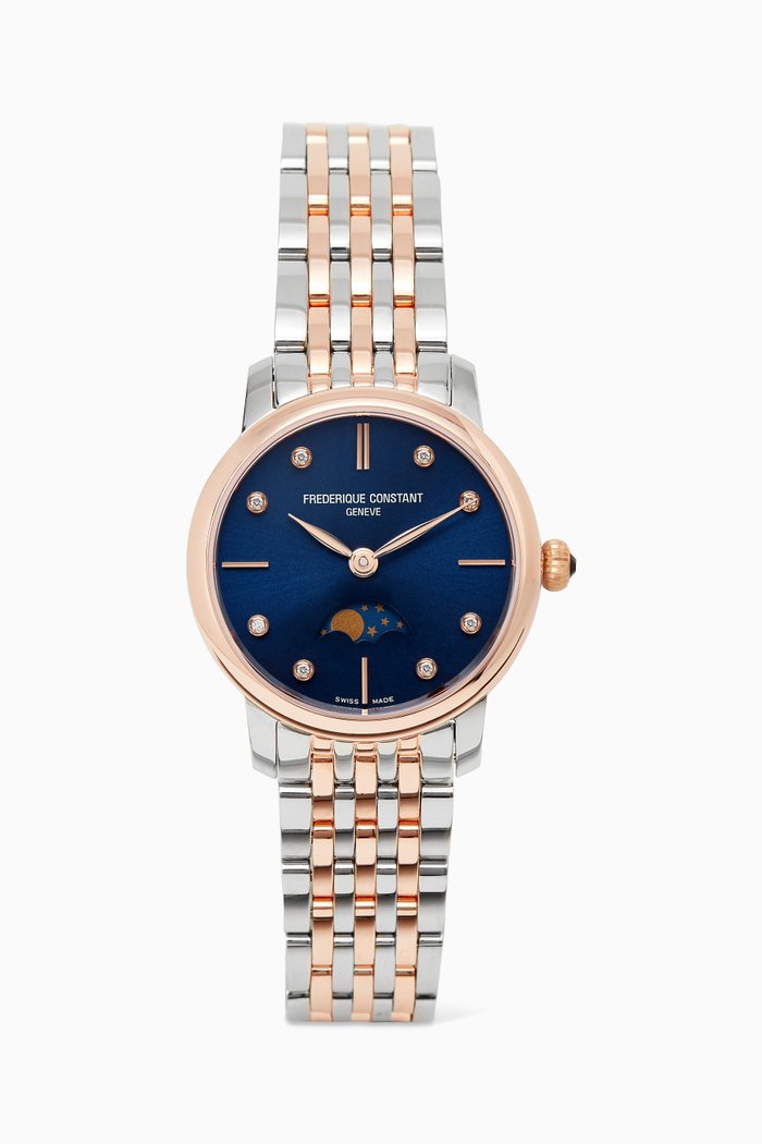 

Slimline Moonphase Rose Gold-Plated Bracelet Watch, Multicolour