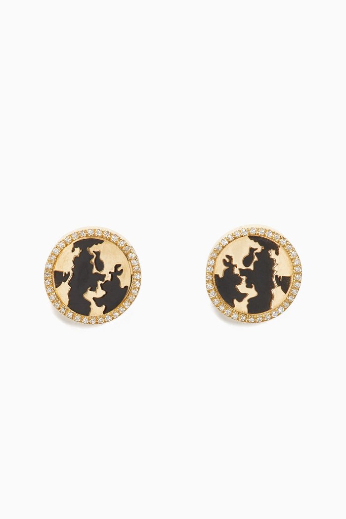 

My World Diamond & Onyx Earrings, Gold