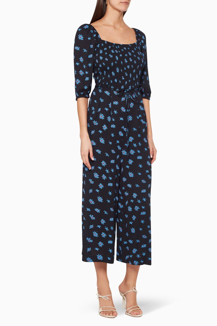 

Klara Daisy Print Jumpsuit, Black