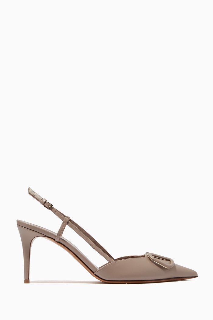 

Valentino Garavani VLOGO Signature 80 Slingback Pumps in Calfskin, Neutral