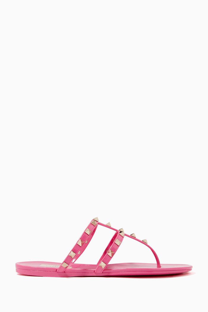 

Rockstud Rubber Thong Sandals, Pink