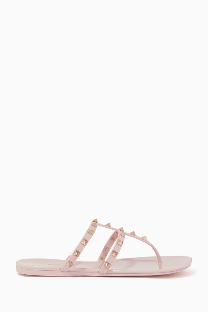 

Rockstud Rubber Thong Sandals, Pink