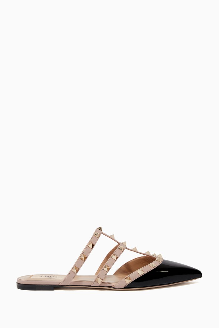 Valentino Garavani Rockstud Patent Mules, Black