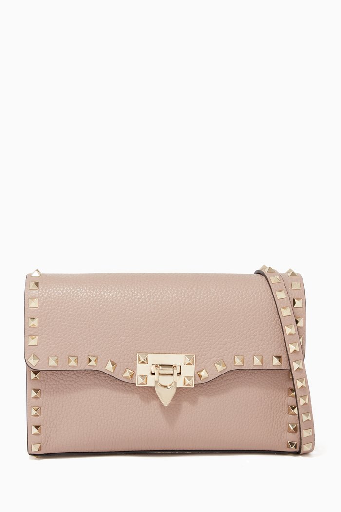 

Small Rockstud Leather Cross-Body Bag, Neutral