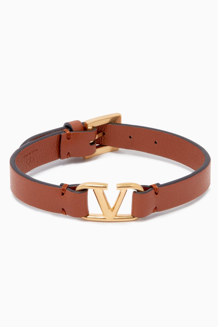

Valentino Garavani VLOGO Bracelet in Calfskin, Brown