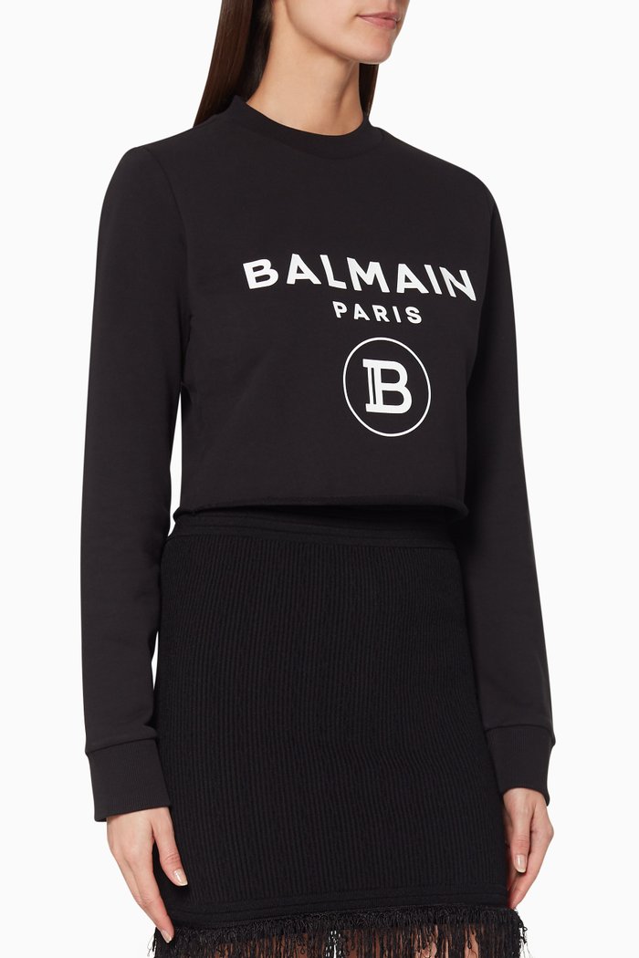 

Logo Print Cropped Sweatshirt, Black