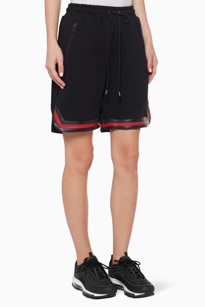 

Retrofunk Leather Trim Shorts, Black