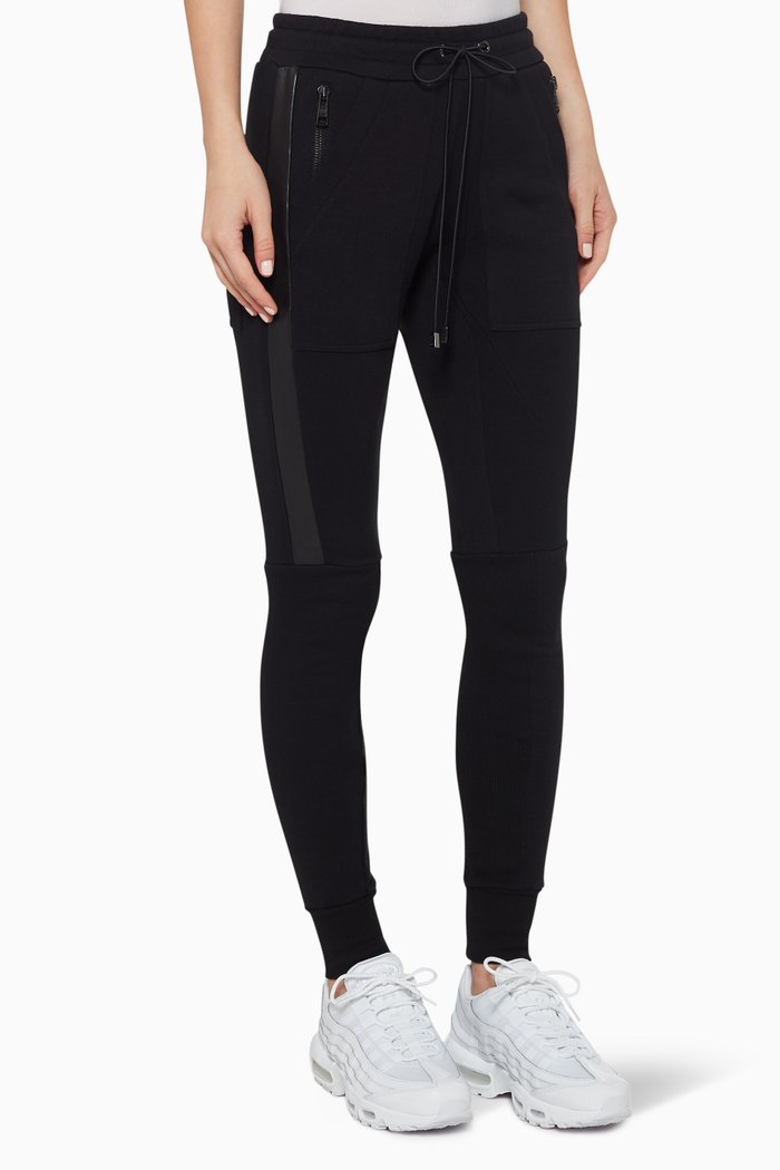 

Leather Trimmed Track Pants, Black