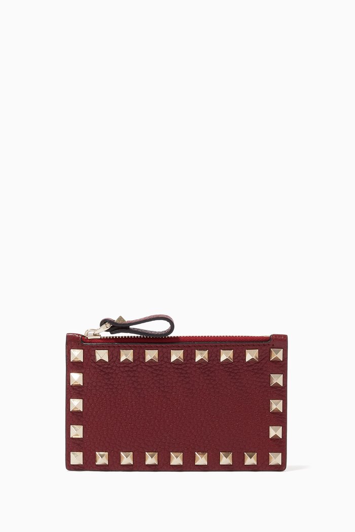 

Valentino Garavani Rockstud Cardholder in Leather, Red