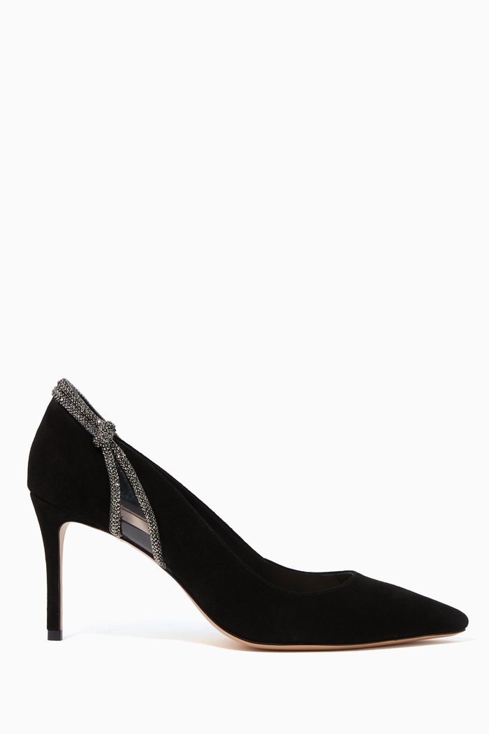 

Giovanna Crystal Suede & Vinyl Pumps, Black