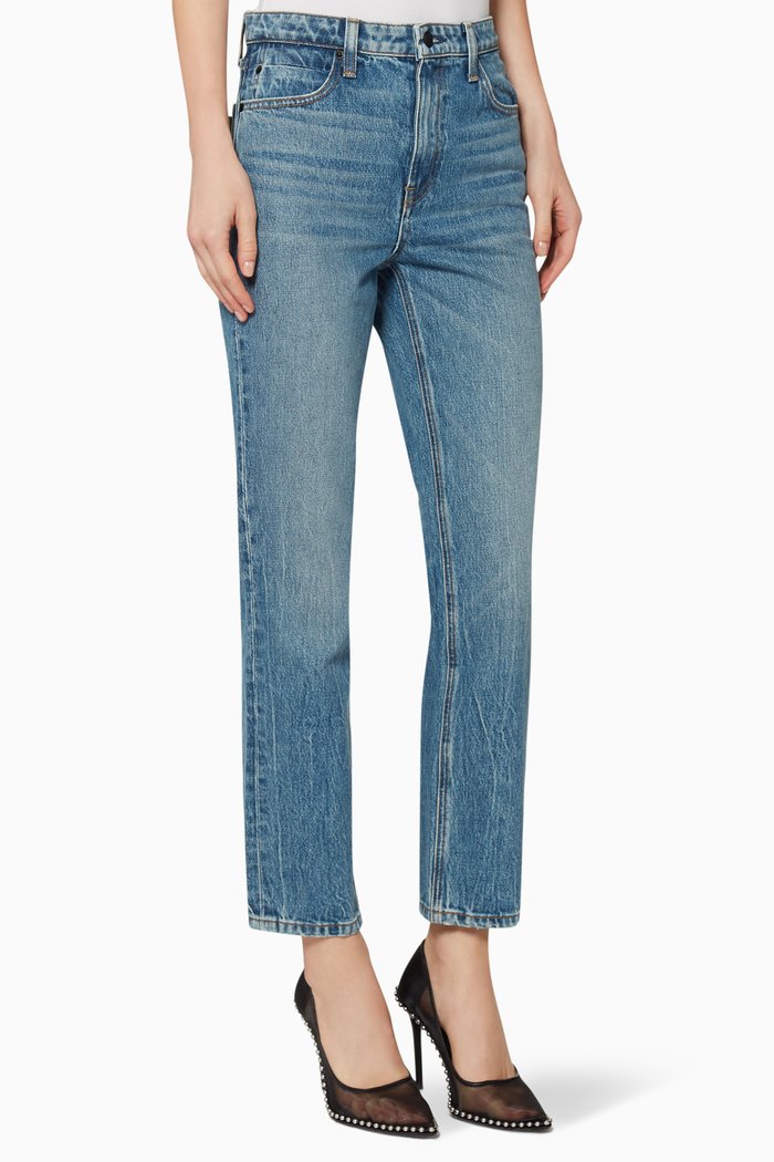 Cult Cropped Denim Cotton Jeans, Blue