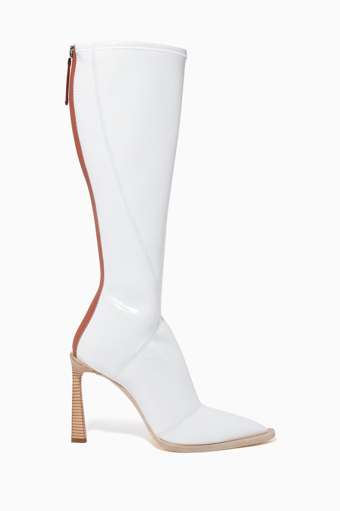 

FFrame Glossy Neoprene Knee Boots, White