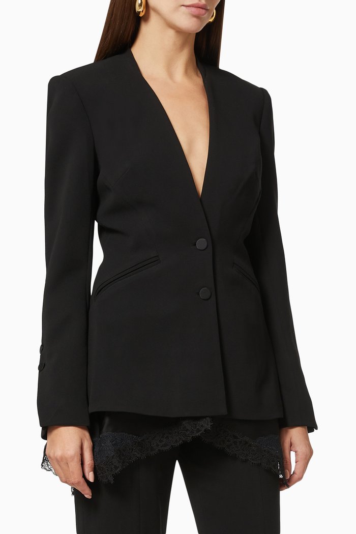 Basque Jacket in Crepe, Black