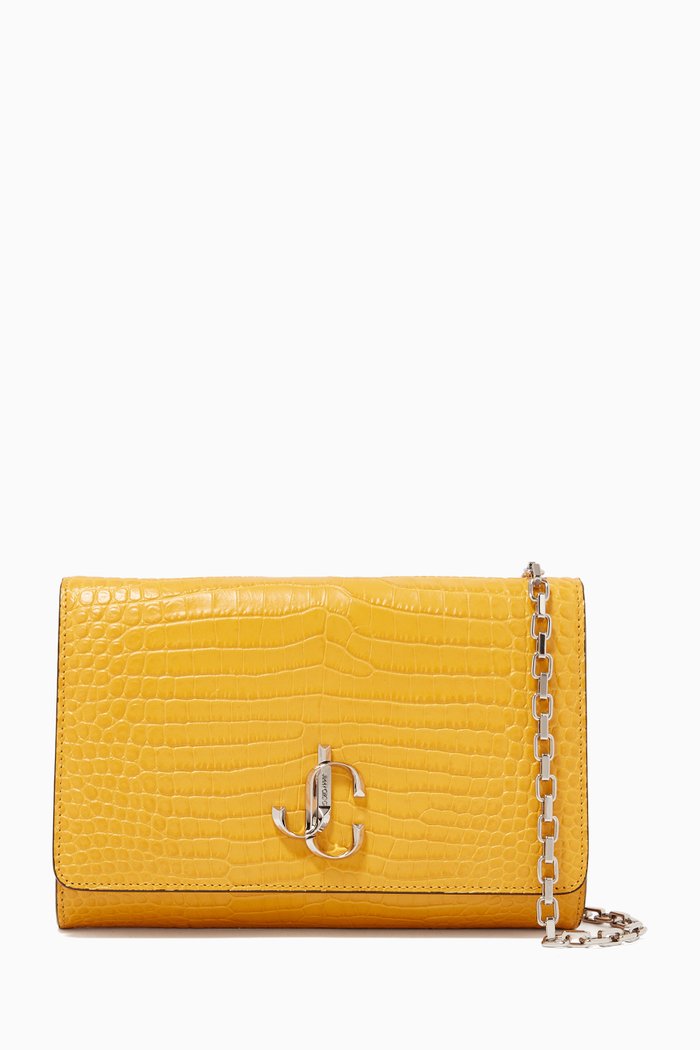 

Varenne Clutch Bag in Croc-Embossed Leather, Yellow