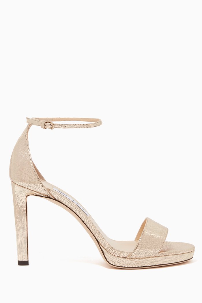 

Misty 100 Metallic Leather Sandals, Gold