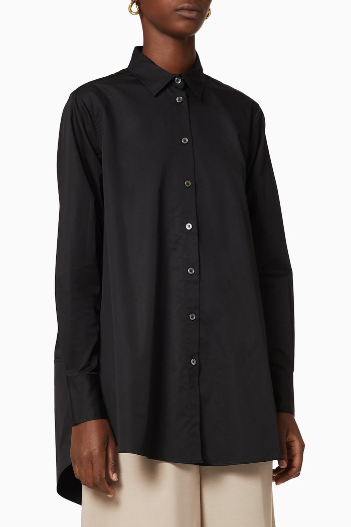 

A-Line Button-Down Shirt, Black