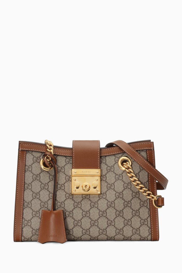 

Padlock Small Shoulder Bag in Leather, Brown