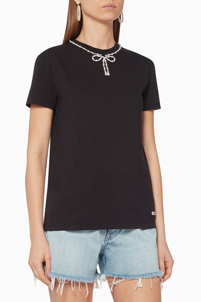 

Jersey Embellished T-Shirt, Black