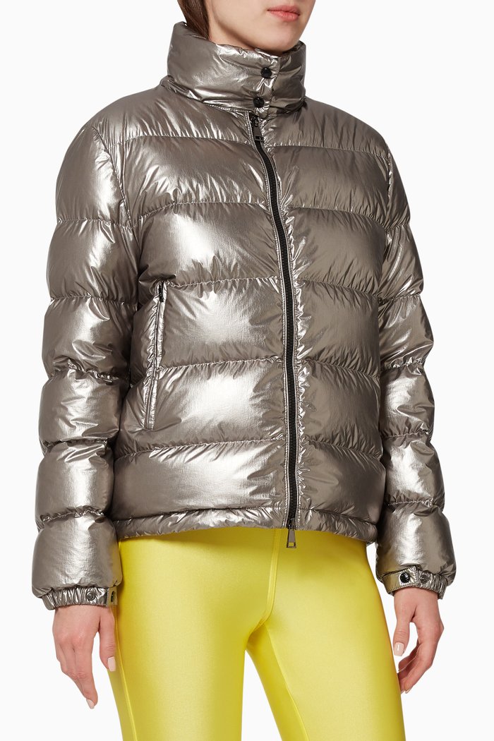 

Gris Metallic Quilted Jacket, Silver